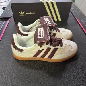 Adidas Kids Wales Bonner Sneakers - Cream and Burgundy